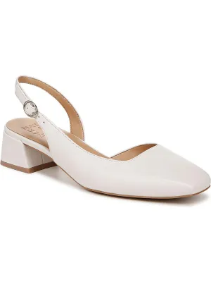 Womens Leather Metallic Slingbacks
