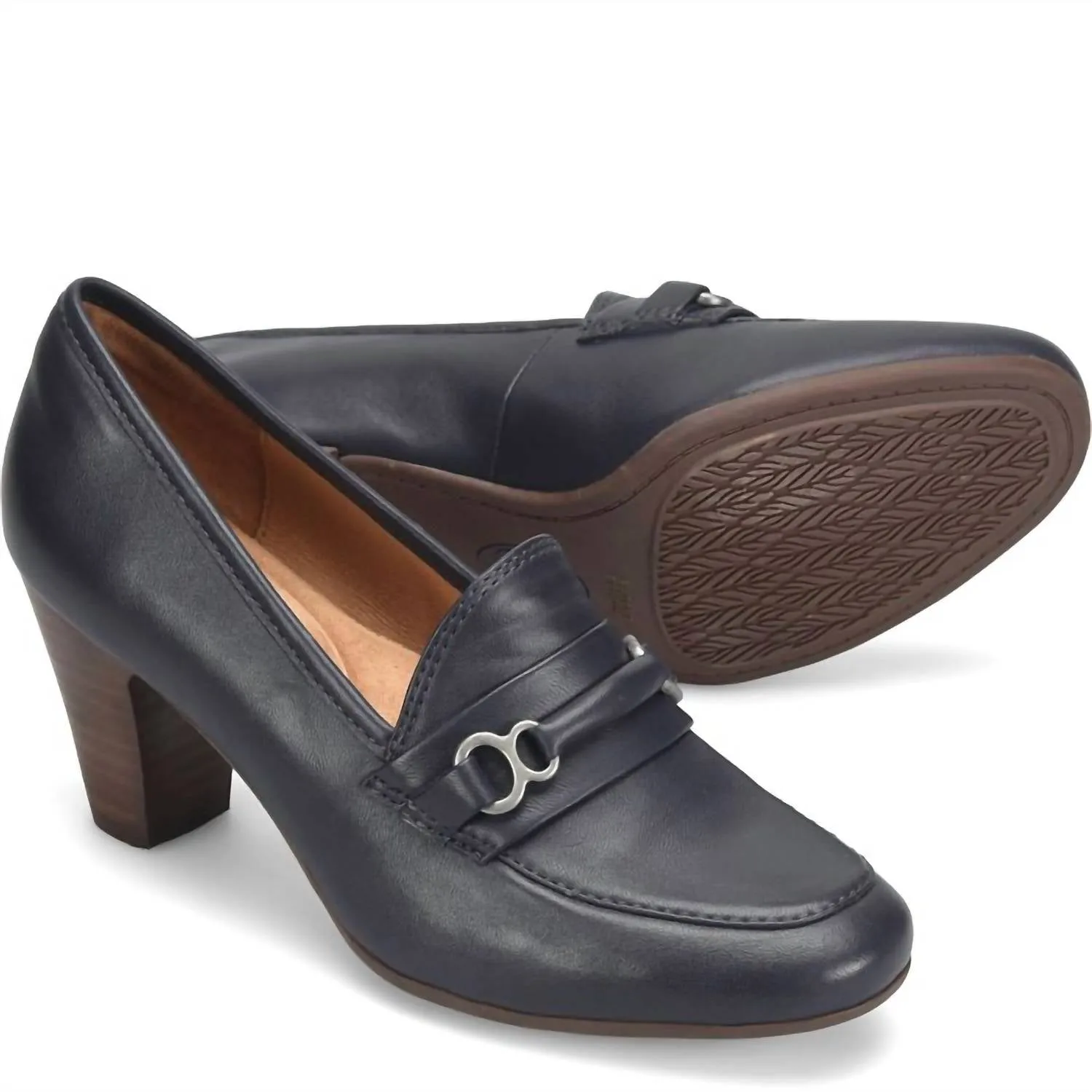Women's Leona Heeled Loafer In Sky Navy