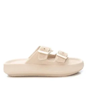 Women's Rubber Flat Sandals In Beige