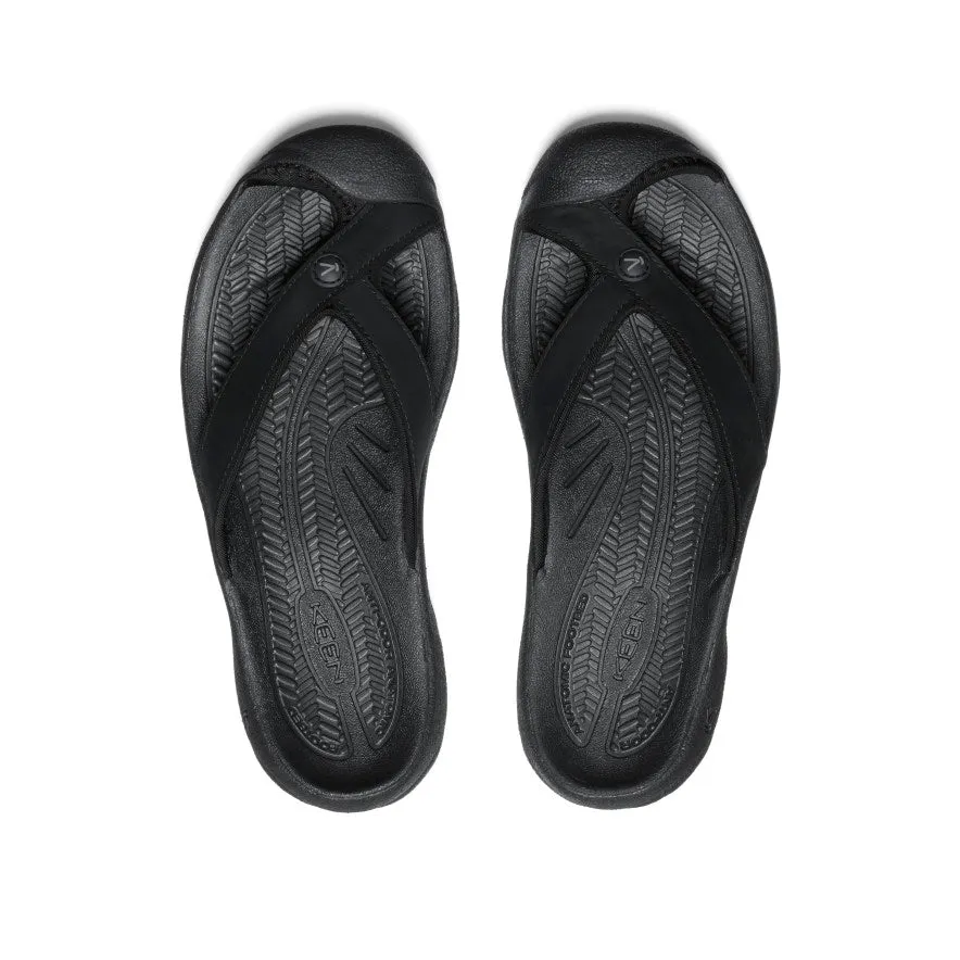 Women's Waimea Leather Flip-Flop  |  Black/Black